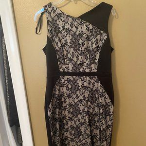 Mid-length black and lace dress